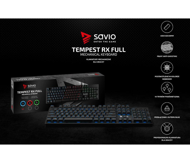 SAVIO Tempest RX FULL Outemu BLUE, LED niebieski, NKRO, Anty-ghosting SAVGK TEMPEST FULL BLUE - 1462252 - zdjęcie 6